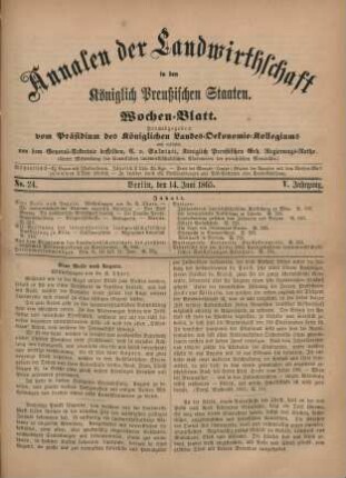 No. 24. Berlin, den 14. Juni 1865. V. Jahrgang.