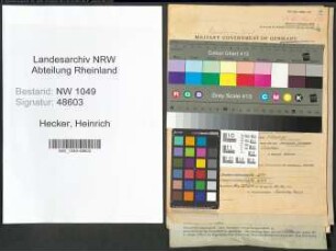 Entnazifizierung Heinrich Hecker , geb. 07.11.1905 (Inspektor)