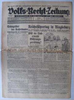 Regionale Wochenzeitung des Sparerbundes Sachsen u.a. zum Programm der Volksrecht-Partei für das Jahr 1930