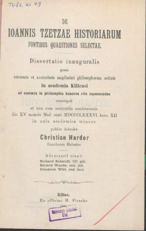 De Ioannis Tzetzae historiarum fontibus quaestiones selectae