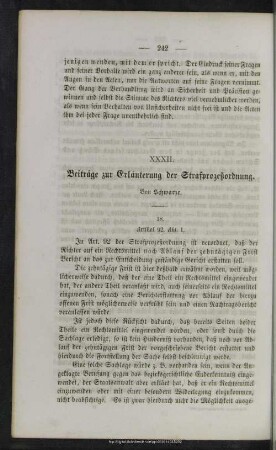 XXXII. Beiträge zur Erläuterung der Strafprozeßordnung