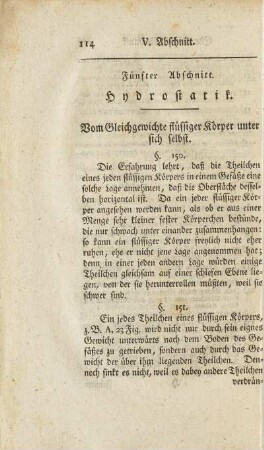 Fünfter Abschnitt. Hydrostatik