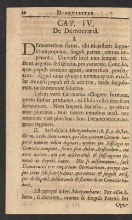 Cap. IV. De Democratia.