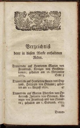 Verzeichniß derer in diesem Werke enthaltenen Reden.