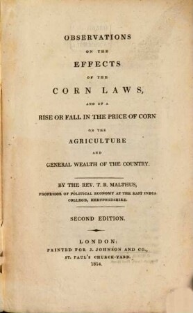 Observations on the effects of the Com-Law's ... on the Agriculture ...