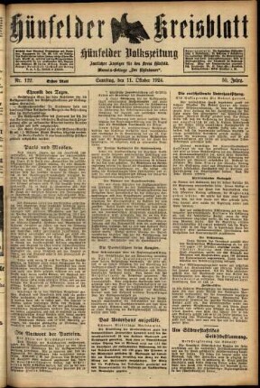 Erste Ausgabe vom Samstag, den 11. Oktober 1924.