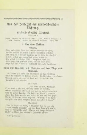 Aus der Blütezeit der neuhochdeutschen Dichtung