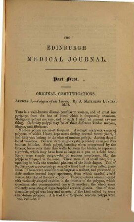 Edinburgh medical journal. 17,1. 1871
