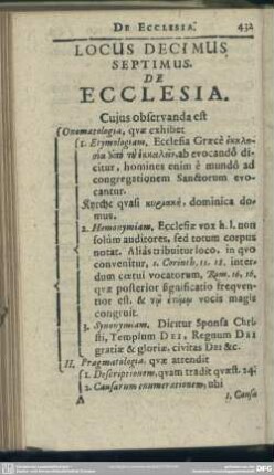 Locus Decimus Septimus. De Ecclesia