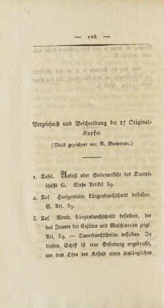 Verzeichniß und Beschreibung der 17 Original-Kupfer (Meist gezeichnet von R. Buchanan)
