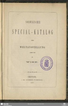 Norwegischer Special-Katalog der Weltausstellung 1873 in Wien