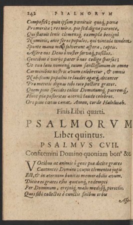 Psalmorum Liber Quintus.