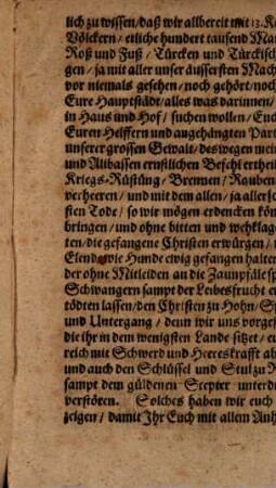 Des Türkischen Kaysers der ganzen Christenheit ... Erbfeinds-Brieff
