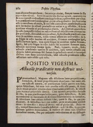162-179, Positio Vigesima. Actualis praedicatio non destruit universale