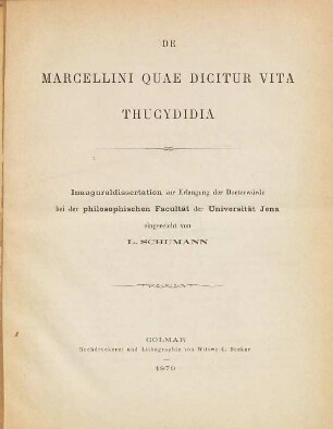 De Marcellini quae dicitur wita Thucydidia