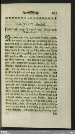 Das XXXIX. Kapitel. Zurückreise vom Berge Sinai. Reise nach Alexandrien
