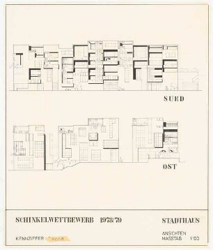 »Das Stadthaus« für die IBA an der Kochstraße, Berlin-Kreuzberg Schinkelwettbewerb 1979: Ansichten 1:100