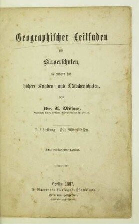 Abt. 1: Für Mittelklassen : besonders für höhere Knaben- und Mädchenschulen
