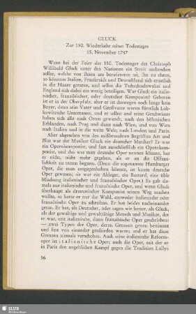 Gluck : Zur 150. Wiederkehr seines Todestages. 15. November 1787