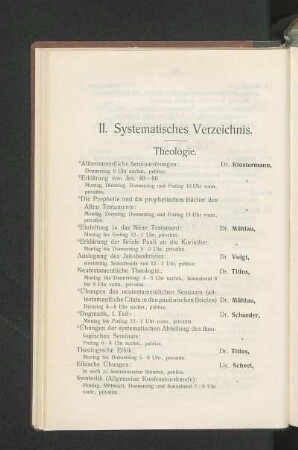 II. Systematisches Verzeichnis.