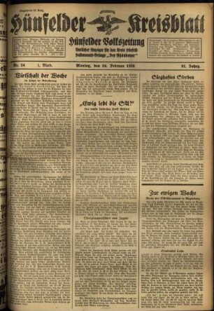 Erste Ausgabe vom Montag, den 24. Februar 1936.