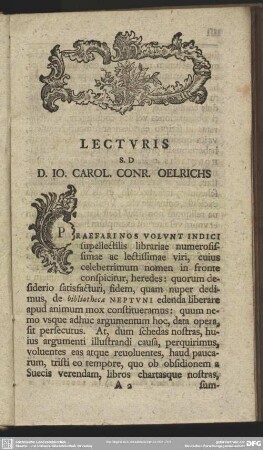 Lecturis S. D D. Io. Carol. Conr. Oelrichs