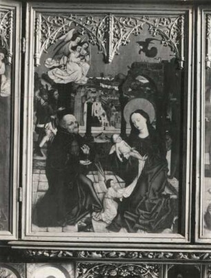 Marienaltar: Verkündigung, Geburt Christi, Anbetung, heilige Sippe (1. Wandlung des Marienaltars); Christus am Ölberg, Dornenkrönung, Kreuzigung, Kreuztragung (2. Wandlung des Altars)
