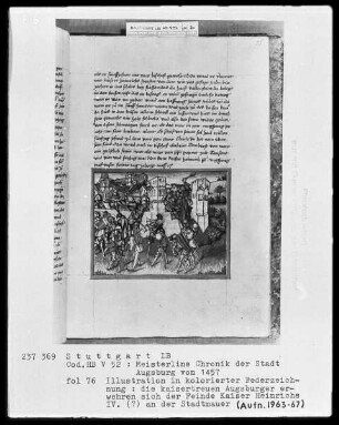 Sigismund Meisterlin, Chronik der Stadt Augsburg — Belagerung Augsburgs durch Hermann von Salm, Folio 76recto
