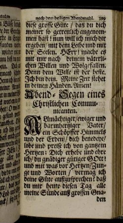 Abend-Segen eines Communicanten