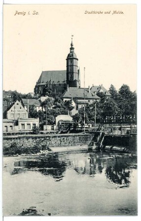 Penig. Stadtkirche und Mulde