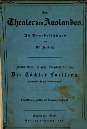 Das Theater des Auslandes. 2. 1850, H. 1