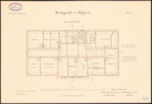 Amtsgerichts- und Gefängnisgebäude, Belgard: Amtsgericht Grundriss 1. Obergeschoss 1:100