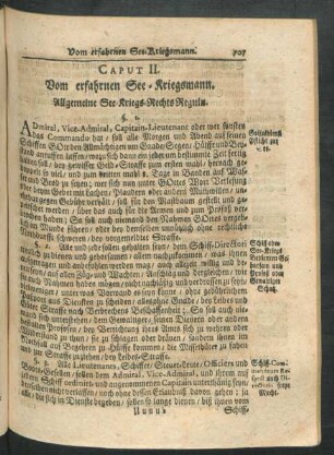 Caput II. Vom erfahrnen See-Kriegsmann. Allgemeine See-Kriegs-Rechts Reguln.
