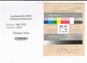 Entnazifizierung Rosa Filsinger , geb. 08.03.1912 ()