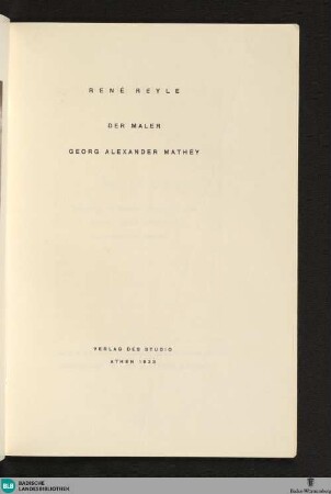 Der Maler Georg Alexander Mathéy
