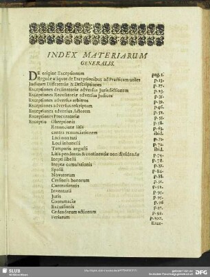 Index Materiarum Generalis