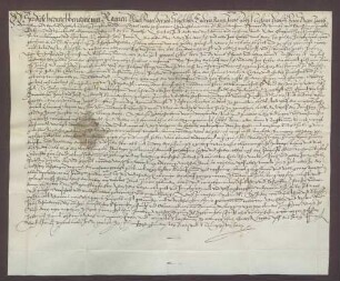Ulrich Fregel, Schultheiß, und genannte Mitglieder des Gerichts zu Knaudenheim beurkunden eine Gültverschreibung des Hans Jungk über 30 Gulden gegenüber Wilhelm Rehm, Generalkollektor des Bistums Speyer, für die Frühmesse zu Rheinsheim.