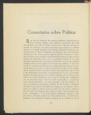 Comentarios sobre Política