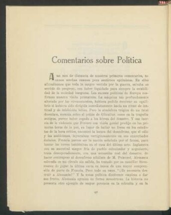 Comentarios sobre Política