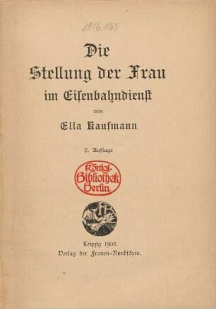 Die Stellung der Frau im Eisenbahndienst