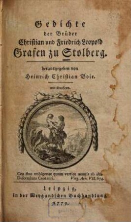 Gedichte der Brüder Christian und Friedrich Leopold Grafen zu Stolberg : mit Kupfern