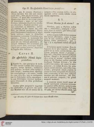 Caput II. De aspectabilis mundi hujus productione