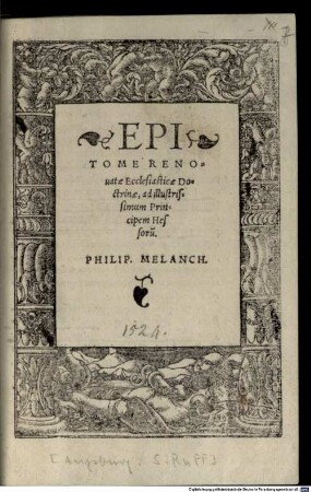 Epitome Renovatae Ecclesiasticae Doctrinae, ad illustrissimum Principem Hessoru[m]