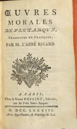Oeuvres morales de Plutarque, 1
