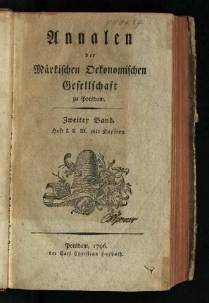 2.1795/96: Annalen der Märkischen Oekonomischen Gesellschaft zu Potsdam. - 2.1795/96