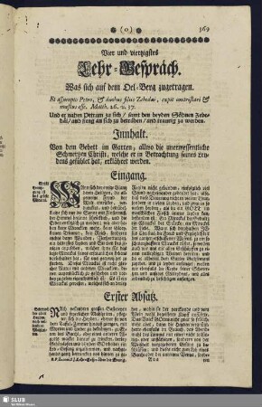 Vier und viertzigstes Lehr-Gespräch. Was sich auf de Oel-Berg zugetragen