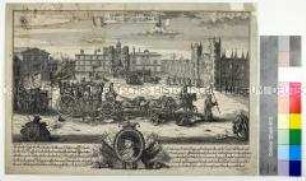 Karikatur auf den Zweiten Jakobitenaufstand und den Einzug des Thronprätendenten Charles Edward Stuart