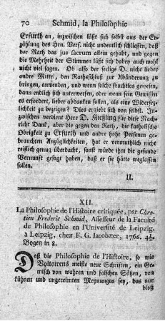 XII. La philosophie de l'histoire critiquée.