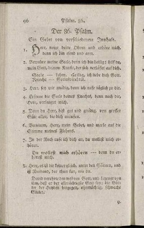Der 86. Psalm. Ein Gebet von verschiedenem Innhalt. - Der 148. Psalm. Ermunterung zum Lobe Gottes.