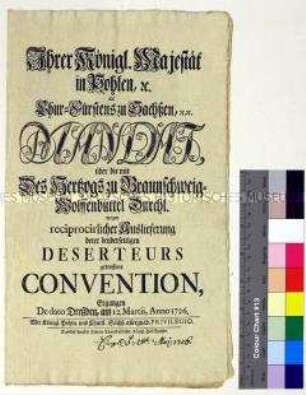 Mandat von Friedrich August I. Kurfürst von Sachsen betreffend die Auslieferung von Deserteuren
